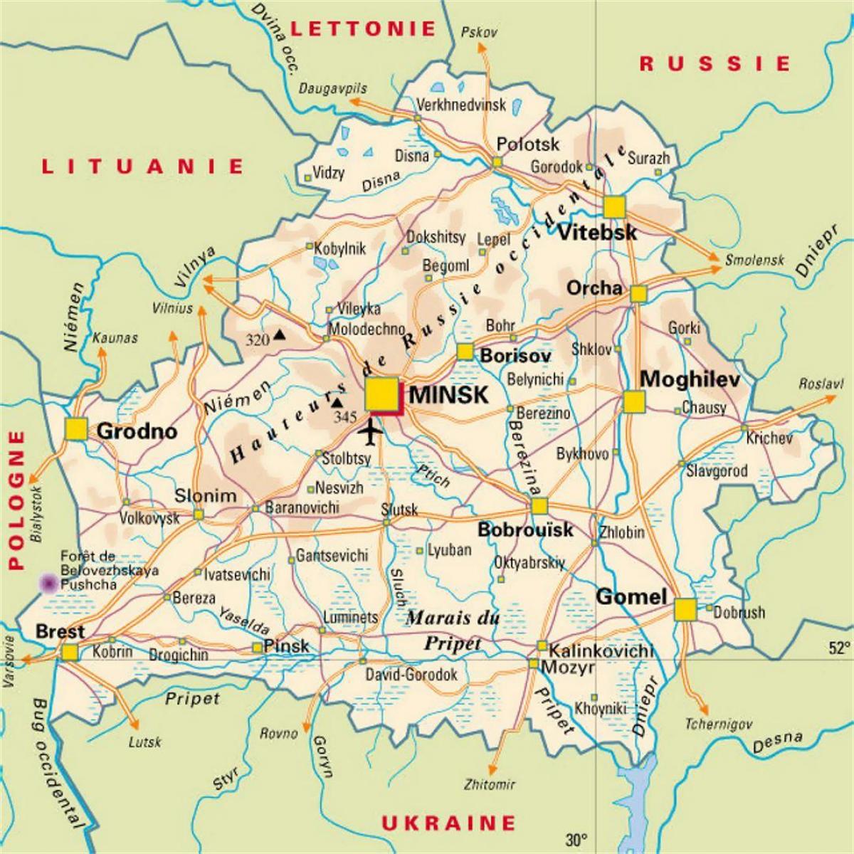Mapa Bielorrusia hiri